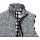 preiswerte Herren Strickjacke-Herren Pullunder Strickjacke Reißverschluss-Pullover Pulloverjacke Fleece Pullover Stricken Gestrickt Einfarbig Stehkragen Moderne zeitgenössische Outdoor Lässig Bekleidung Winter Schwarz Wein S M L