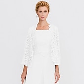 cheap Mother&#039;s Wraps-Mother&#039;s Wraps Bolero Coats / Jackets Elegant 3/4 Length Sleeve Floral Lace Wedding Guest Wraps With Lace For Fall Wedding Event Formal Party Spring &amp; Summer Only Wraps dress to impress 2025