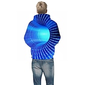 billiga Pojkens 3D Vision &amp; Geometri-Pojkar 3D Grafisk Huvtröja Långärmad 3D-tryck Vår Höst Häftig Barn 3-12 år Dagligen