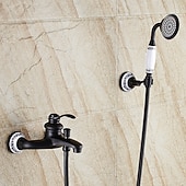 ieftine Robinete de Duș-robinet de duș / set de sistem de cap de duș cu efect de ploaie - duș de mână inclus extracție stil vintage / alamă antică de țară / montare galvanizată în exterior supapă ceramică baterii de duș