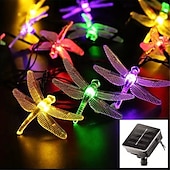 cheap Solar String Lights-Dragonfly Solar String Lights Outdoor 6.5M 30LEDs Waterproof Solar Fairy Lights 8 Modes Decorative Lights for Patio Garden Yard Fence Wedding Christmas Party Warm White RGB Multicolor