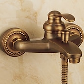 cheap Shower Faucets-Bathroom Shower Faucet Set, High Flow Vintage Style Wall Mounted Outside Antique Dual-Head Pull Out Shower Head with Handheld, Hot and Cold Water Switch Included
