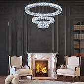economico Luci a sospensione-3 anelli 40 cm cristallo led lampadario cerchio in metallo elettrolitico moderno contemporaneo 110-120v 220-240v