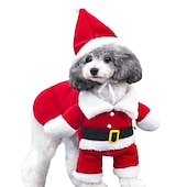 abordables regalos de navidad para mascotas-Perros Cabeza y Cuello Animales Pequeños de Pelo Mono Otros Disfraz de Navidad Ropa para Perro Ropa para cachorros Trajes De Perro Santa Transfiguración Disfraz N / A para perro niña y niño Tela de