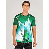 זול חולצות תלת-ממד-בגדי ריקוד גברים גראפי בירה חולצה חולצה קצרה שרוולים קצרים חולצה קצרה הדפסת תלת מימד צווארון עגול חולצה סגנון רחוב בסיסי יומי מועדונים צהוב אודם סגול קיץ ביגוד מידות גדולות S M L XL 2XL 3XL