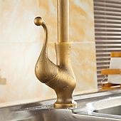 economico Rubinetti per lavello-rubinetto da cucina, ottone antico monocomando un foro beccuccio standard centerset rubinetti da cucina girevoli contemporanei con interruttore freddo e caldo