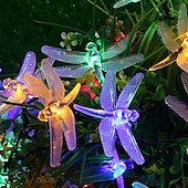 cheap Solar String Lights-Dragonfly Solar String Lights Outdoor 6.5M 30LEDs Waterproof Solar Fairy Lights 8 Modes Decorative Lights for Patio Garden Yard Fence Wedding Christmas Party Warm White RGB Multicolor