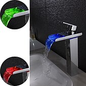 abordables Classiques-robinet de lavabo de salle de bain - cascade chrome centerset mitigeur monotroubath taps / laiton