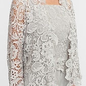 cheap Mother&#039;s Wraps-Mother&#039;s Wraps Bolero Coats / Jackets Elegant 3/4 Length Sleeve Floral Lace Wedding Guest Wraps With Lace For Fall Wedding Event Formal Party Spring &amp; Summer Only Wraps dress to impress 2025