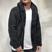 economico Giubbotti e cappotti da uomo-giacca con cappuccio da uomo 2021 fuzzy sherpa pile caldo casual solido moda semplice aperto davanti cardigan cappotto invernale plus size inverno sciolto capispalla grande e alto