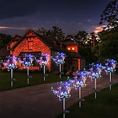 billige Landskapslys-solar fyrverkeri sti lys utendørs 2x 1x led stake lys for gangvei hage bakgård landskap dekorasjon 120leds fe julelys for hage gate gård plen nyttårsfest ip65 vanntett