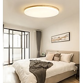 cheap Dimmable Ceiling Lights-26/38/48 cm LED Ceiling Light Nordic Wood Round Design Flush Mount Lights Nature Inspired 110-120V 220-240V