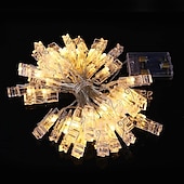 cheap USB String Lights-Elegant Wedding &amp; Party Reception LED Photo Clip String Lights - 20 Clips, 2/3/5M, Waterproof for Bedroom, Dorm, Christmas, Battery Powered or USB