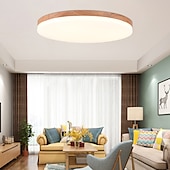 cheap Dimmable Ceiling Lights-26/38/48 cm LED Ceiling Light Nordic Wood Round Design Flush Mount Lights Nature Inspired 110-120V 220-240V