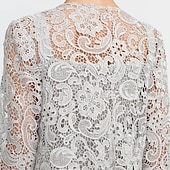 cheap Mother&#039;s Wraps-Mother&#039;s Wraps Bolero Coats / Jackets Elegant 3/4 Length Sleeve Floral Lace Wedding Guest Wraps With Lace For Fall Wedding Event Formal Party Spring &amp; Summer Only Wraps dress to impress 2025