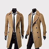billiga Trenchcoat för män-Vinterkappa Rock Peacoat Trenchcoat Företag Ledigt Höst Vinter 95% polyester 5% bomull Ytterkläder Kläder Hakslag
