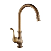 economico Rubinetti per lavello-rubinetto da cucina, ottone antico monocomando un foro beccuccio standard centerset rubinetti da cucina girevoli contemporanei con interruttore freddo e caldo