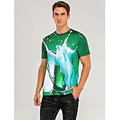 זול חולצות תלת-ממד-בגדי ריקוד גברים גראפי בירה חולצה חולצה קצרה שרוולים קצרים חולצה קצרה הדפסת תלת מימד צווארון עגול חולצה סגנון רחוב בסיסי יומי מועדונים צהוב אודם סגול קיץ ביגוד מידות גדולות S M L XL 2XL 3XL