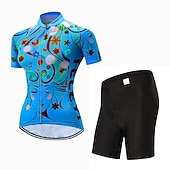 abordables Conjuntos de Ropa de Mujer-Mujer Maillot de Ciclismo con Culotte Manga Corta MTB Bicicleta Montaña Ciclismo Carretera Verano Primavera Otoño Amarillo Rosa Rojo Rayas Estampado Flores Botánica Flor Gracioso Bicicleta Filtro