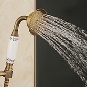 preiswerte Duscharmaturen-Duscharmatur, Duschsystem-Set – Handbrause inklusive ausziehbarem Wasserfall im Vintage-Stil / Country Antik-Messing-Halterung außen Keramikventil Wannendusche Mischbatterien