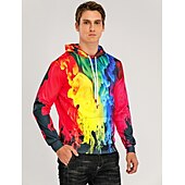 abordables Sweats à capuche pour hommes-Homme à imprimé arc-en-ciel Sweat à capuche Sweats à Capuche Sweat-shirt Sweat à capuche manche longue Sweat à capuche Capuche Décontractées 3D effet Extérieur Plein Air Vacances Jaune Violet