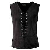 economico Gilet da uomo-Per uomo Gilet Panciotto Gilet in pelle scamosciata Prestazioni Feste Halloween Punk e gotico Rinascimento medievale Autunno Inverno Vintage ▾ Poliestere Elastene Cosplay Tinta unica Rosso bordeaux