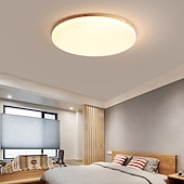 cheap Dimmable Ceiling Lights-26/38/48 cm LED Ceiling Light Nordic Wood Round Design Flush Mount Lights Nature Inspired 110-120V 220-240V