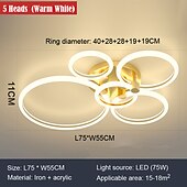 billige Taklamper med dimming-led taklampe sirkel ring nordisk gull akryl 2 3 5 6 hoder utvendig belysning stue taklampe enkel moderne kunst taklampe luksus ledet soverom lys ac220v