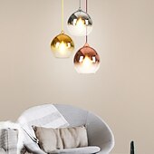 cheap Island Lights-20 cm Single Design Pendant Light Glass Globe Electroplated Nordic Style 110-120V 220-240V