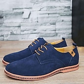 abordables Semi-formel-chaussures oxford en daim bleu marine pour hommes – chaussures habillées décontractées à lacets pour les mariages, les affaires et le quotidien