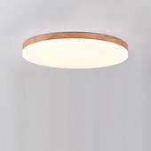 cheap Dimmable Ceiling Lights-26/38/48 cm LED Ceiling Light Nordic Wood Round Design Flush Mount Lights Nature Inspired 110-120V 220-240V