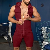 baratos Calções Estilo Casual-Homens Macacão Shorts casuais Côr Sólida Respirável Ao ar livre Final de semana Esportes Legal Delgado Preto Vermelho