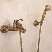 cheap Shower Faucets-Bathroom Shower Faucet Set, High Flow Vintage Style Wall Mounted Outside Antique Dual-Head Pull Out Shower Head with Handheld, Hot and Cold Water Switch Included
