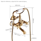 cheap Bathtub Faucets-Bathroom Sink Faucet,Brass Telephone Shape Wall Installation Widespread Pull-out Country Style Electroplated Copper Finish Two Handles Bathtub Faucet with Handshower and Drain