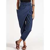 cheap Women&#039;s Dress Pants-Women&#039;s Normal Dress Pants Streetwear Casual Lounge Ankle-Length Mid Waist Solid Colored Patchwork Comfort Breathable Inelastic Work Daily Black Navy Blue Gray Fall &amp; Winter Slim