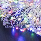ieftine Conectat Electric-led zână șir lumini 50m-500 30m-300 20m-200 10m-100led-uri sârmă de cupru lumini cu telecomandă lumini de Crăciun lumini stelate reglabile pentru petrecere nuntă dormitor brad de Crăciun priză