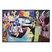 abordables Peintures Célèbres-100% peint à la main paysage abstrait sur toile peinture à l&#039;huile à la main pêche de nuit à antibes chef-d&#039;œuvre picasso peinture à l&#039;huile