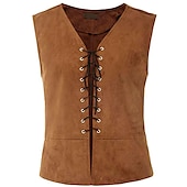 economico Gilet da uomo-Per uomo Gilet Panciotto Gilet in pelle scamosciata Prestazioni Feste Halloween Punk e gotico Rinascimento medievale Autunno Inverno Vintage ▾ Poliestere Elastene Cosplay Tinta unica Rosso bordeaux
