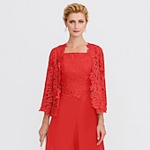 cheap Mother&#039;s Wraps-Mother&#039;s Wraps Bolero Coats / Jackets Elegant 3/4 Length Sleeve Floral Lace Wedding Guest Wraps With Lace For Fall Wedding Event Formal Party Spring &amp; Summer Only Wraps dress to impress 2025