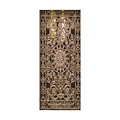 abordables Pegatinas para puertas-Pegatinas de puerta creativas autoadhesivas de puerta de hierro forjado dorado, pegatinas de pared impermeables decorativas diy para el hogar, 77*200cm para dormitorio y sala de estar