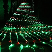 cheap Plug String Lights-1pc 3X3M IP44 Waterfall Curtain Led Fairy String Light Garland Water Flow Meteor Shower Rain Lights for Window Icicle Colorful Decor Lighting AC110V 120V 220V 230V 240V EU US Plug