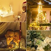 ieftine Conectat Electric-led zână șir lumini 50m-500 30m-300 20m-200 10m-100led-uri sârmă de cupru lumini cu telecomandă lumini de Crăciun lumini stelate reglabile pentru petrecere nuntă dormitor brad de Crăciun priză
