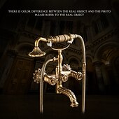 cheap Shower Faucets-Shower Faucet Set - Handshower Included pullout Vintage Style / Country Antique Brass Mount Outside Ceramic Valve Bath Shower Mixer Taps