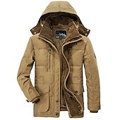 billiga Herrjackor och -rockar-herr vinter fleecejacka militära taktiska jackor tjocka varma jackor avtagbar luva vindjacka sport trenchcoats topp parka plus size fleecefoder flerfickor fritids ytterkläder brun