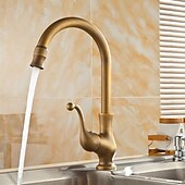 economico Rubinetti per lavello-rubinetto da cucina, ottone antico monocomando un foro beccuccio standard centerset rubinetti da cucina girevoli contemporanei con interruttore freddo e caldo