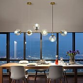 economico Modello a globo-4 6 teste lampada a sospensione oro stile nordico globo personalità bar lampada da tavolo moderna semplice fagiolo magico striscia di vetro decorazione natalizia ac220v ac110v