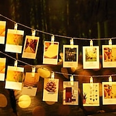 cheap USB String Lights-Elegant Wedding &amp; Party Reception LED Photo Clip String Lights - 20 Clips, 2/3/5M, Waterproof for Bedroom, Dorm, Christmas, Battery Powered or USB