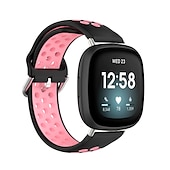お買い得  Fitbitウォッチバンド-スマートウォッチバンド と互換性があります Fitbit Versa 4 Sense 2 Versa 3 Sense 合金 シリコーン スマートウォッチ ストラップ 弾性ある 調整可 ステンレス鋼のバックル スポーツバンド 置換 リストバンド