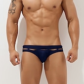 olcso Férfi úszónadrág-Férfi Fürdőruha Úszórövid Kivágott Egyszínű Tengerpart Úszómedence Sportos Szexi Világoskék Fekete Mikroelasztikus