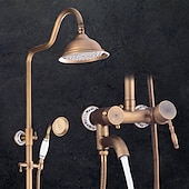 abordables Robinets de douche-robinet de douche, ensemble de système de douche - douchette incluse cascade extractible style vintage / pays montage en laiton antique à l&#039;extérieur vanne en céramique mitigeurs de bain douche
